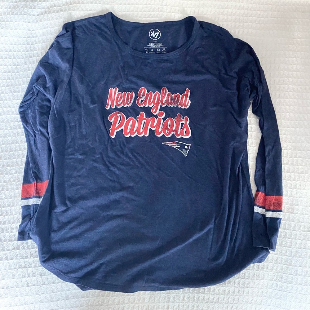 47 brand navy blue long sleeve Patriots tee